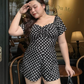 Jumpsuit Lilly Chấm Bi Nhún Ngực