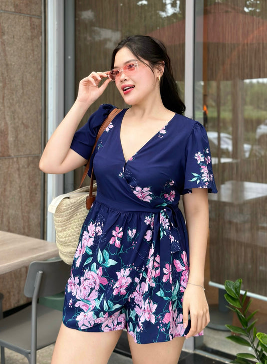 Jumpsuit Celine Xanh Đen Hoa Hồng