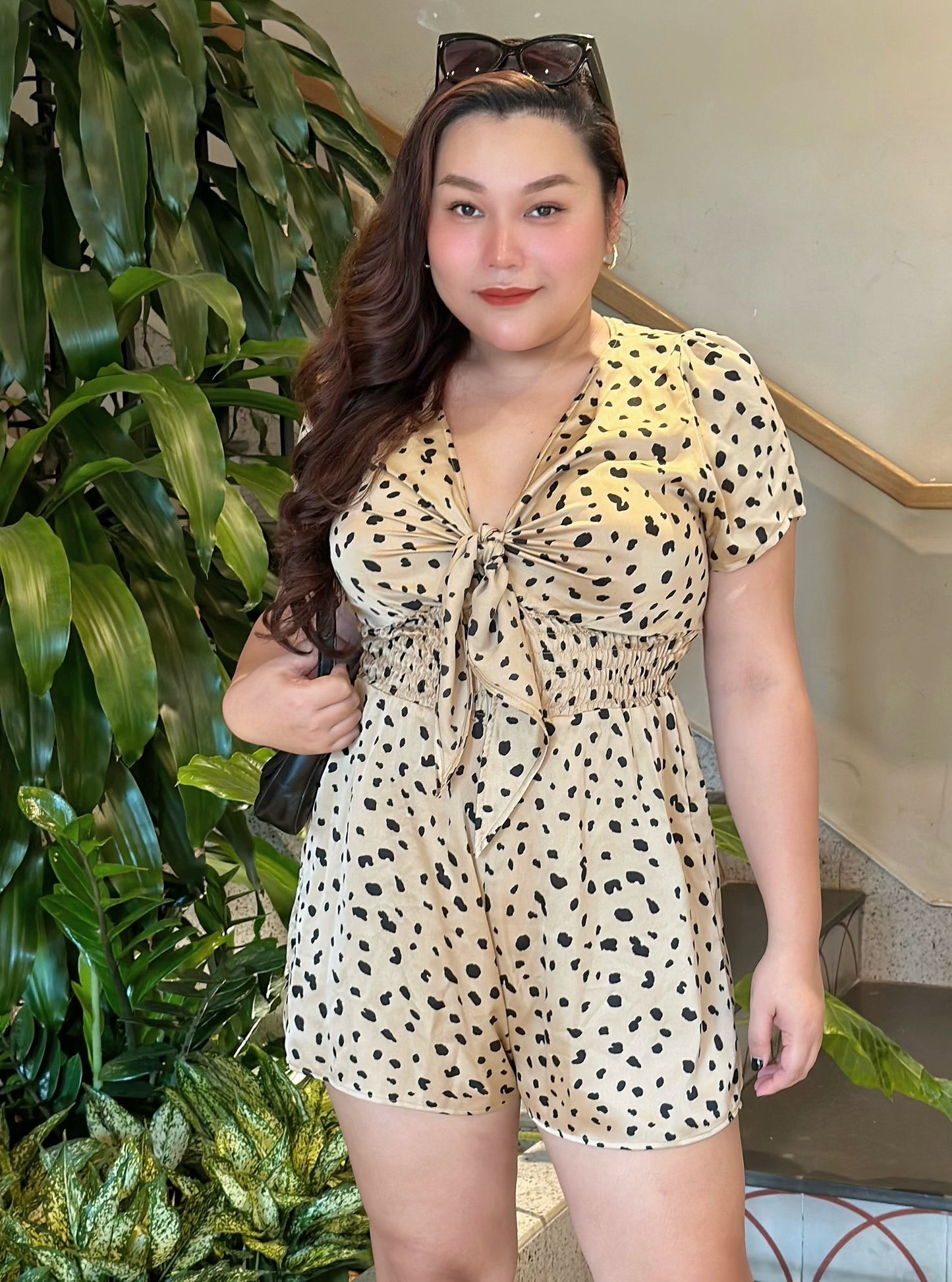 Jumpsuit Lexi Tay Ngắn Chấm Bi Beo